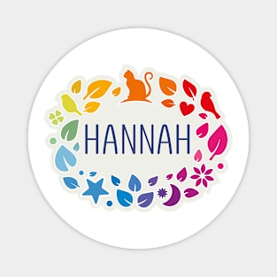 Hannah name with colorful leaves Magnet